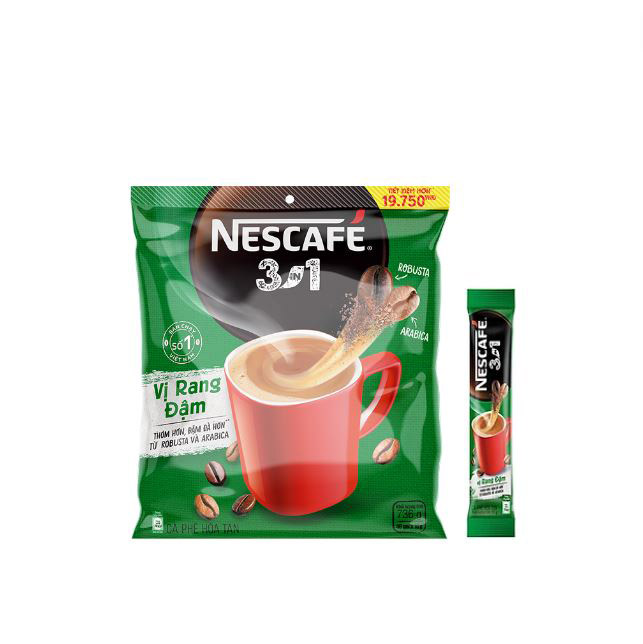 [TẶNG Túi vải có dây đeo] Combo 3 Bịch cà phê hoà tan NESCAFÉ 3IN1 công thức cải tiến - VỊ RANG ĐẬM (3x46gói)