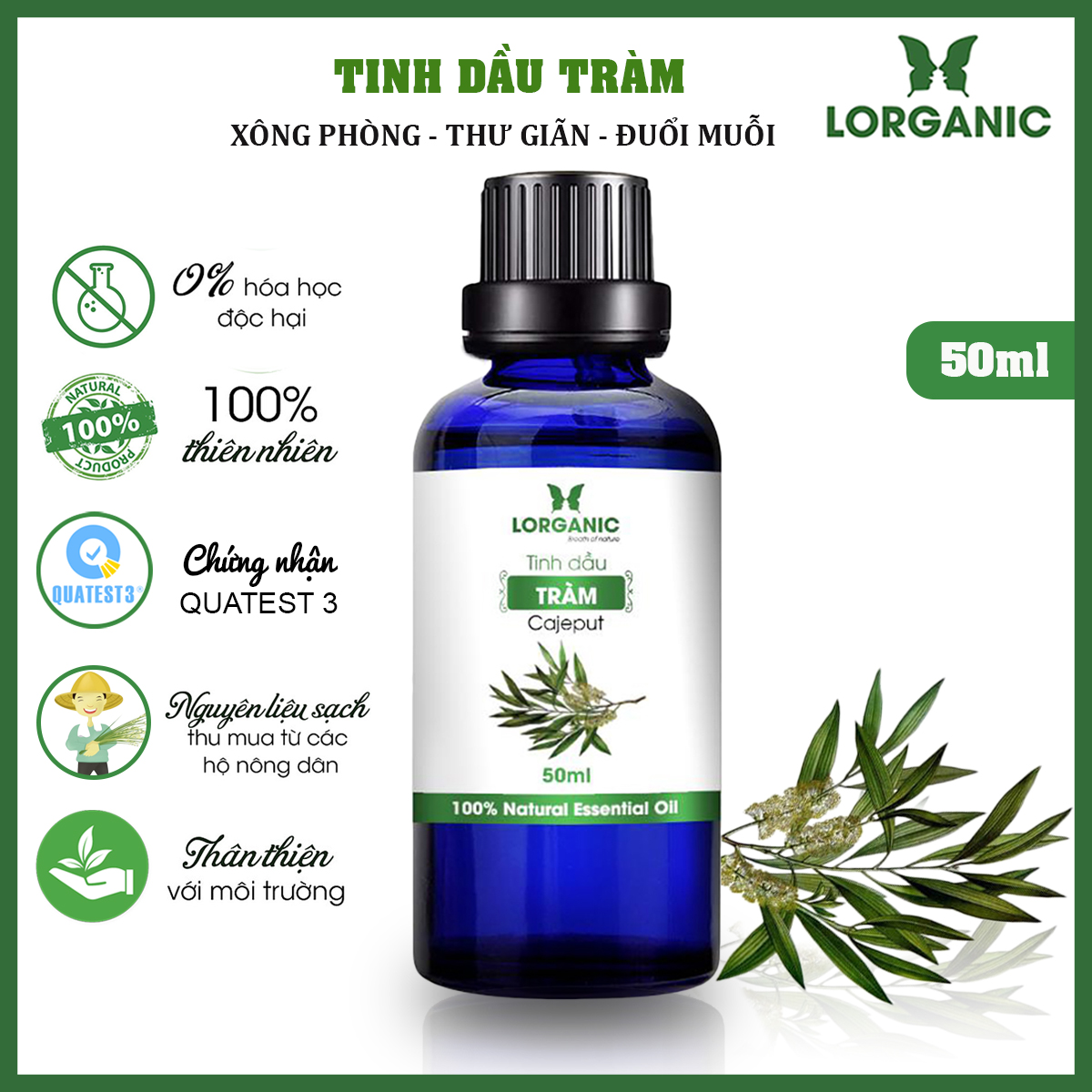 Tinh Dầu Tràm Lorganic Nguyên Chất 99% (50ml)