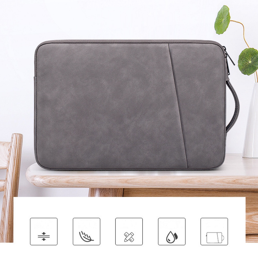 Túi chống sốc laptop SmileBox 2 ngăn có quai xách đứng, vân da mịn chống thấm cho macbook pro, laptop 13 inch, 14 inch, 15 inch, 15.6 inch- Hàng chính hãng