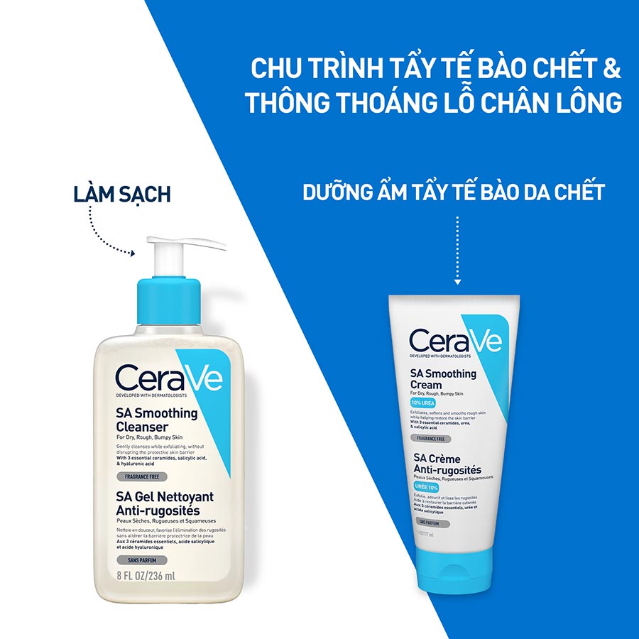 Sữa rửa mặt làm sạch & tẩy tế bào chết dịu nhẹ CeraVe SA Smoothing Cleanser 236ml