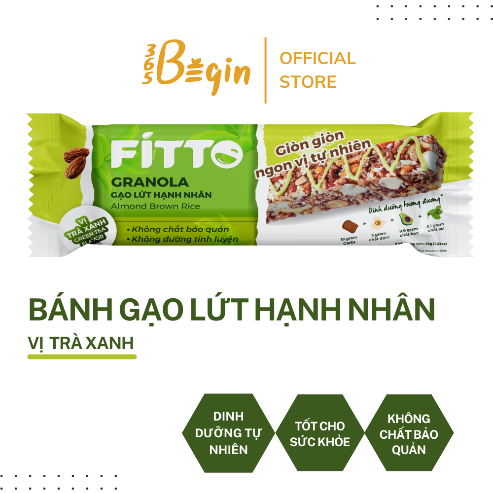 FITTO Gạo lứt - Hạnh nhân - Ngũ cốc dinh dưỡng thay thế các bữa ăn (sáng, trưa, chiều, xế, tối) tiện lợi, tốt cho sức khỏe, phù hợp với người bận rộn, tập luyện thể thao