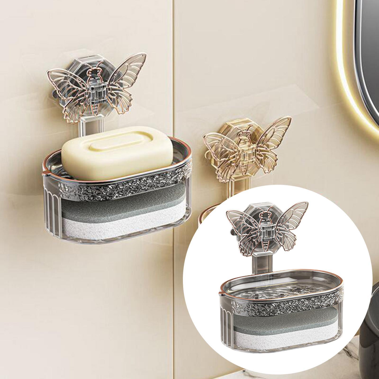 Suction Cup Soap Dishes for Bathroom Wall Mounted, Soap Holder Suction Sponge Holder for Shower, Kitchen