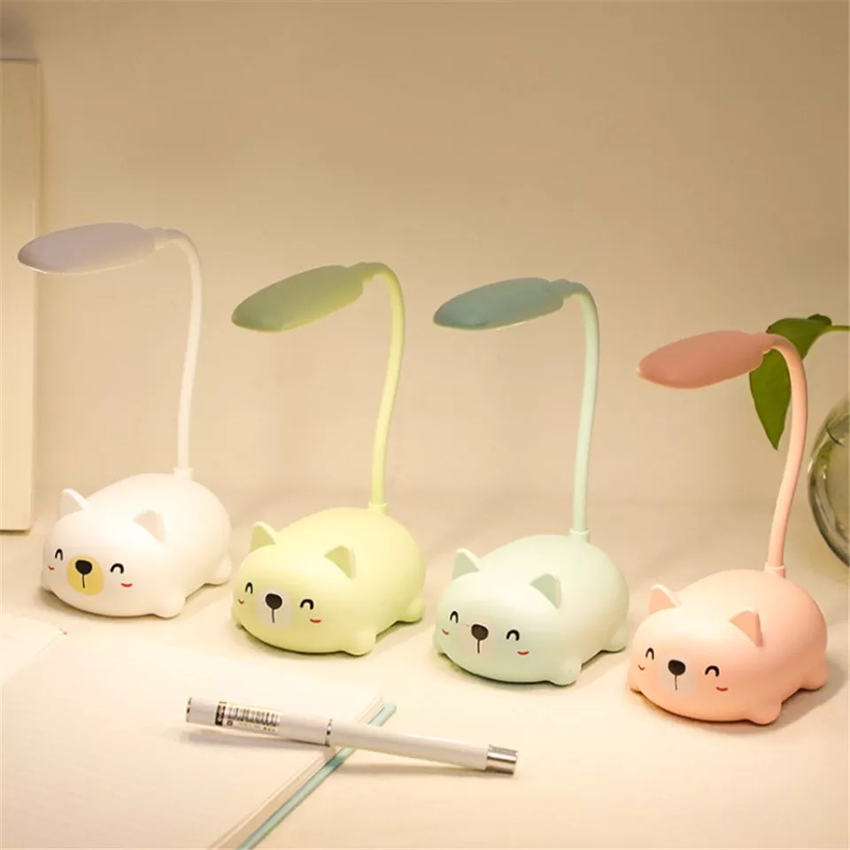 Đèn led để bàn sạc usb hình thú dễ thương - Gấu - Trắng