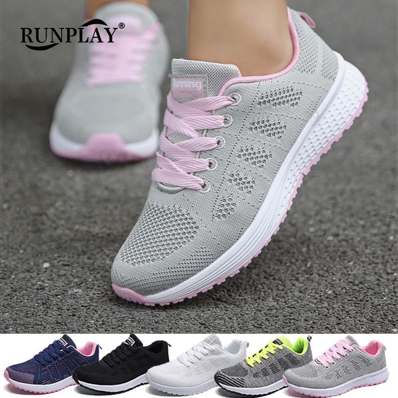 Giày nữ tennis thời trang Tenis Feminino ren-up White Sport Shoes Color: Black Tenis shoes Shoe Size: 8