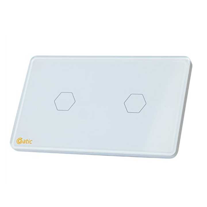 Công tắc thông minh HUNONIC DATIC 2 nút màu trắng - Điều khiển từ xa bằng điện thoại - Công nghệ 4.0