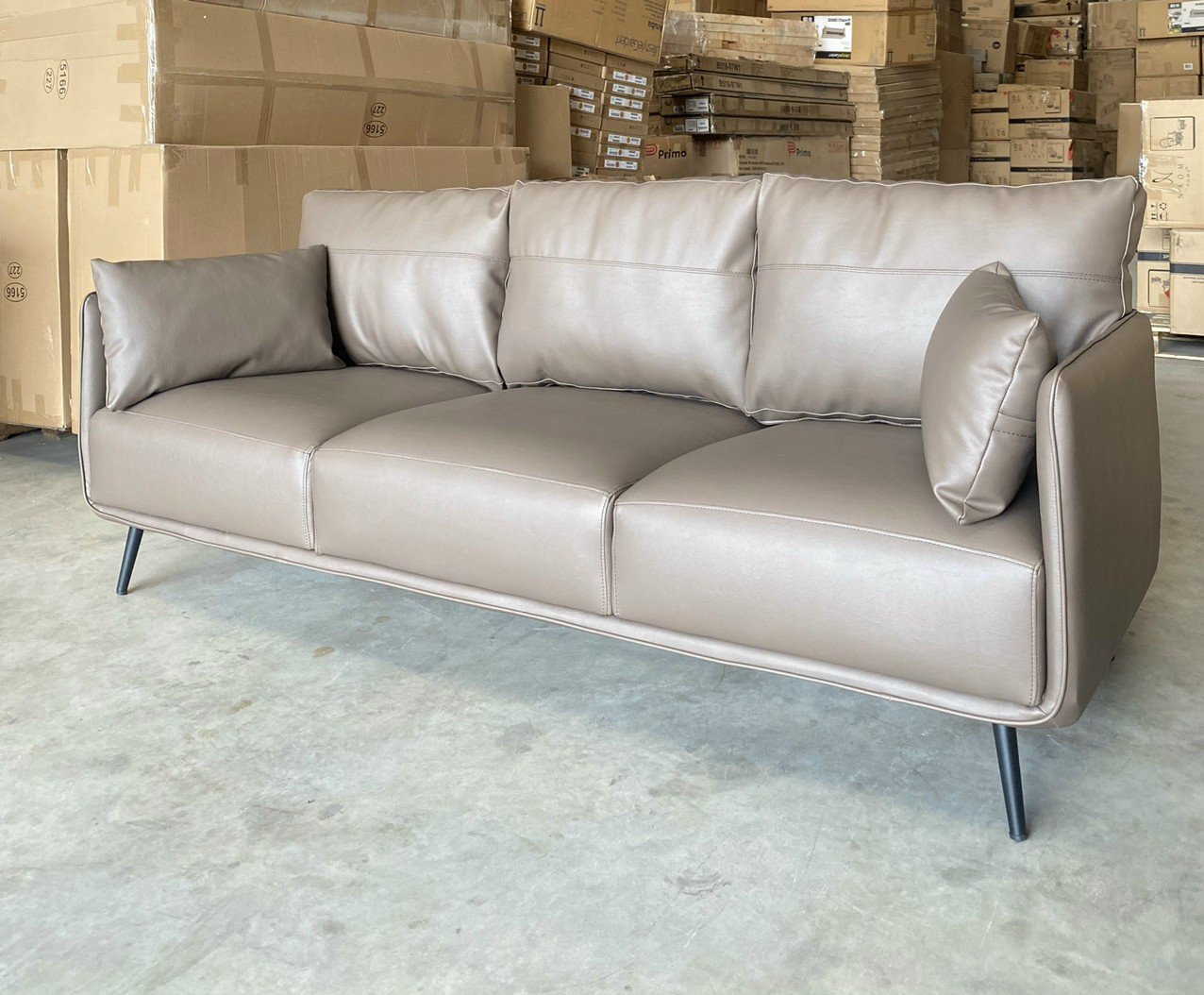 Sofa da xuất khẩu Tundo màu xám 200 x 85 x 85 cm
