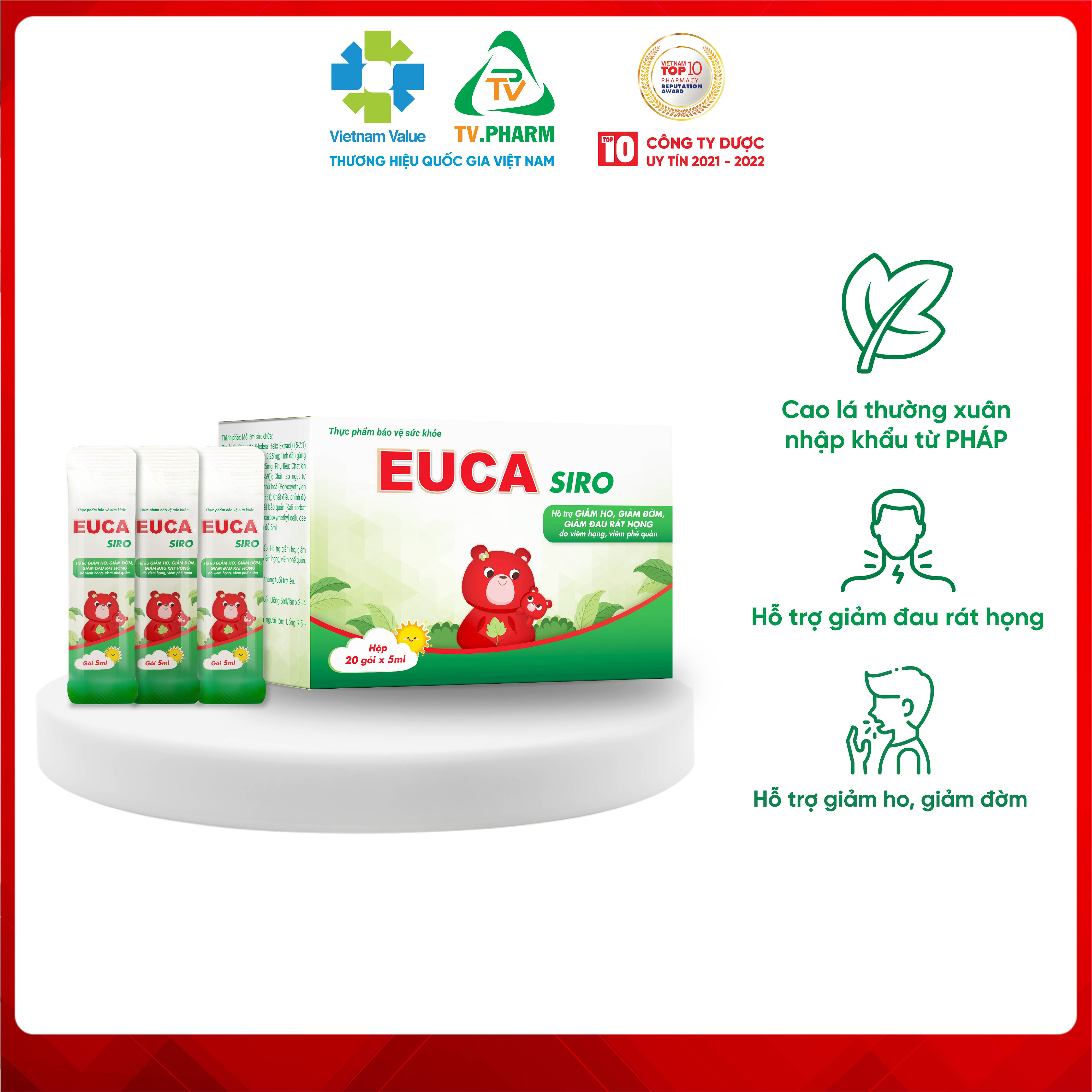 EUCA SIRO - Hỗ trợ giảm ho, giảm đờm, giảm đau rát họng cho bé