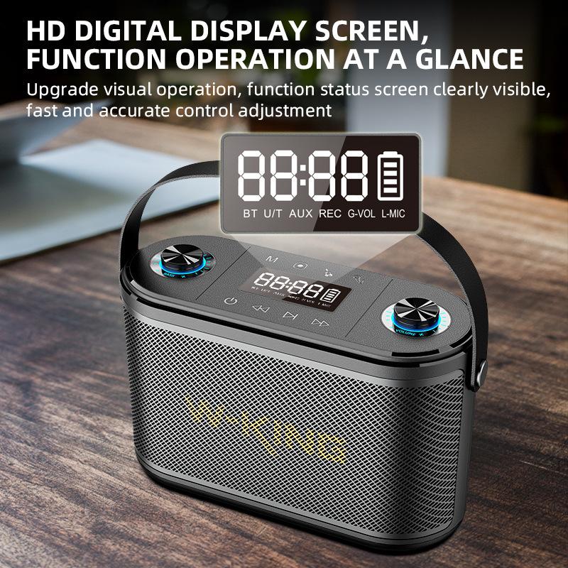 Loa Bluetooth di động ngoài trời W-king-h10s công suất 80W âm lượng lớn Micrô nhảy vuông di động hát karaoke âm thanh công suất lớn Màu sắc: Đen