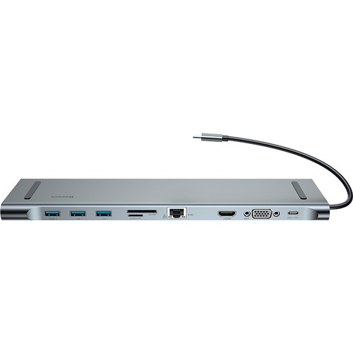 HUB chuyển đổi Baseus Enjoyment Series Type-C to PD/HDMI/VGA/RJ45/SD/USB*3 Notebook HUB Adapter Gray - Hàng Chính Hãng