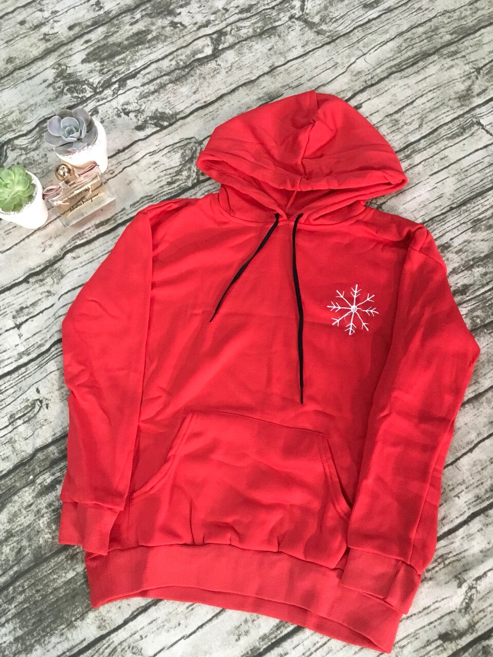 Áo hoodie unisex nam/nữ chất nỉ bông mỏng thêu BÔNG TUYẾT - MẶT TRĂNG. Ảnh thật treo tường, trải sàn