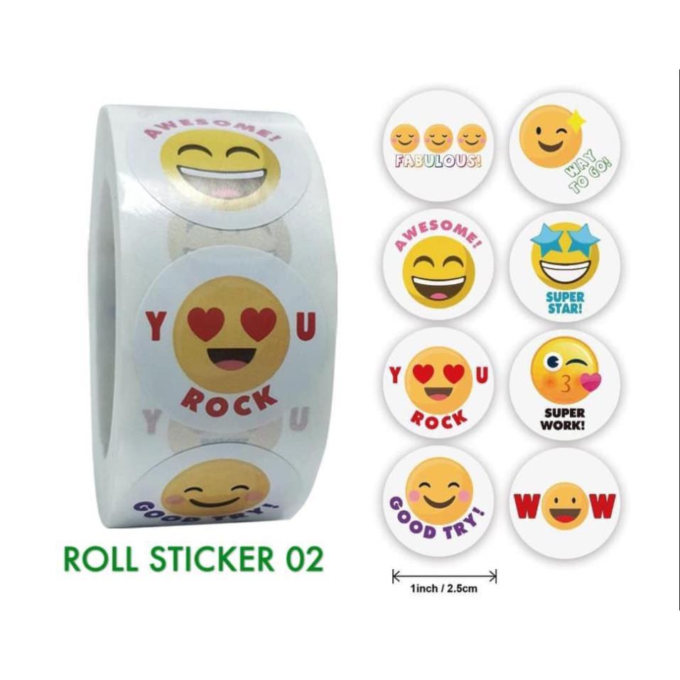 Sticker cuộn lời khen - 500 stickers - Nhãn dán khích lệ khen thưởng học tập