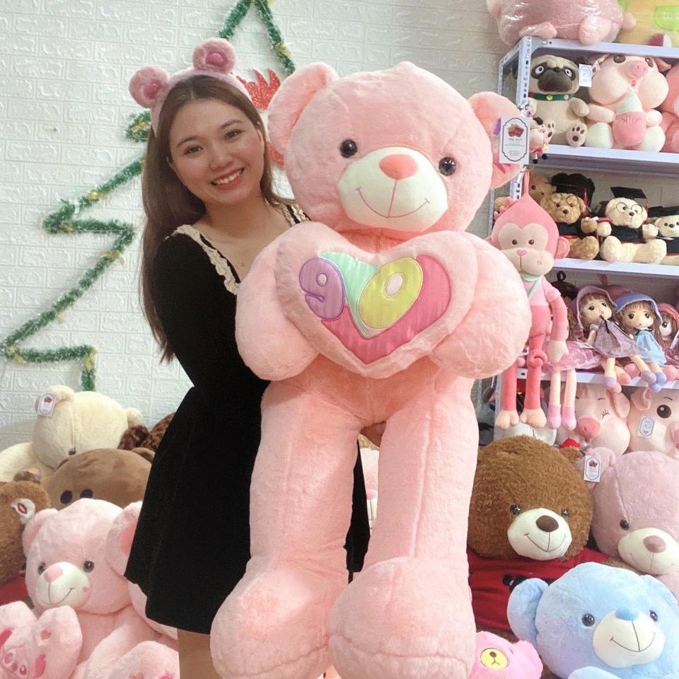 Teddy ôm tim chữ Love 4 màu cao cấp - QC - dành tặng bạn gái