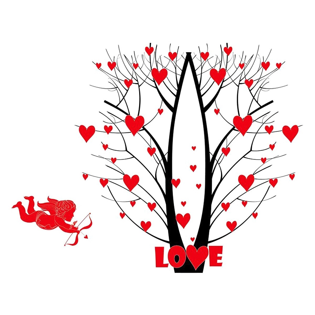 Decal dán tường CÂY TÌNH YÊU CUPID bắn mũi tên lãng mạn sang trọng