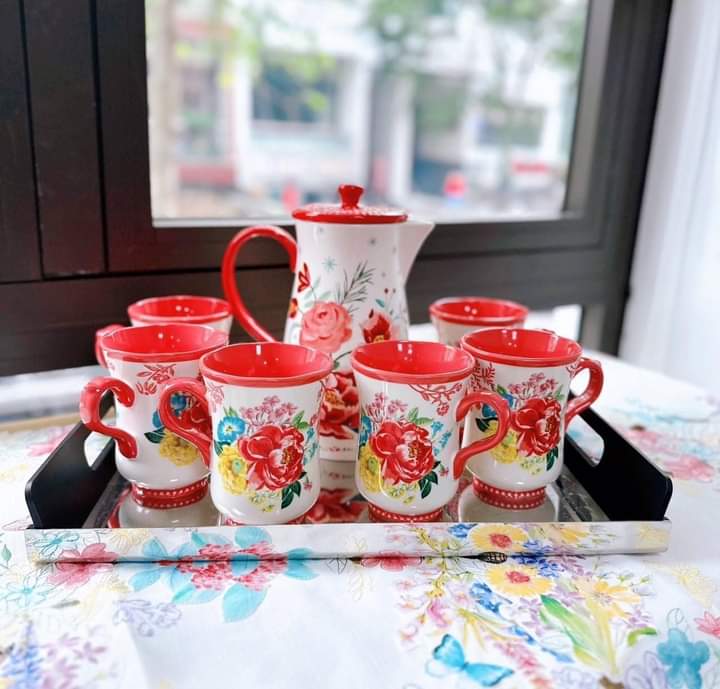 Sét bình nước kèm cốc The Pioneer Woman Merry Meadow Hàng chính hãng