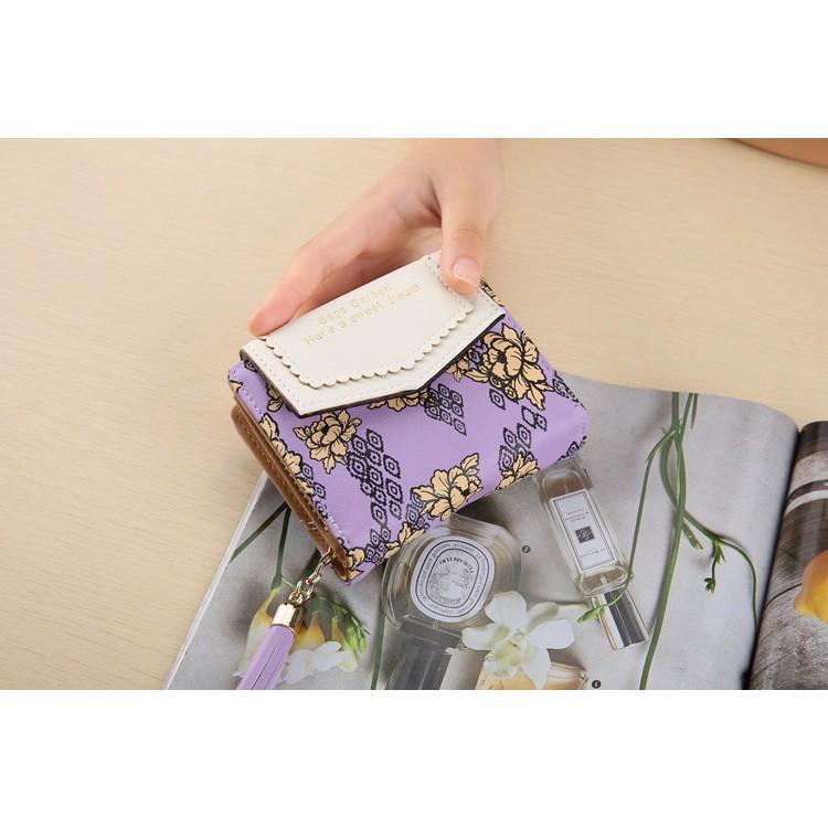 VÍ NỮ NHỎ HỌA TIẾT HOA LÁ CỰC XINH