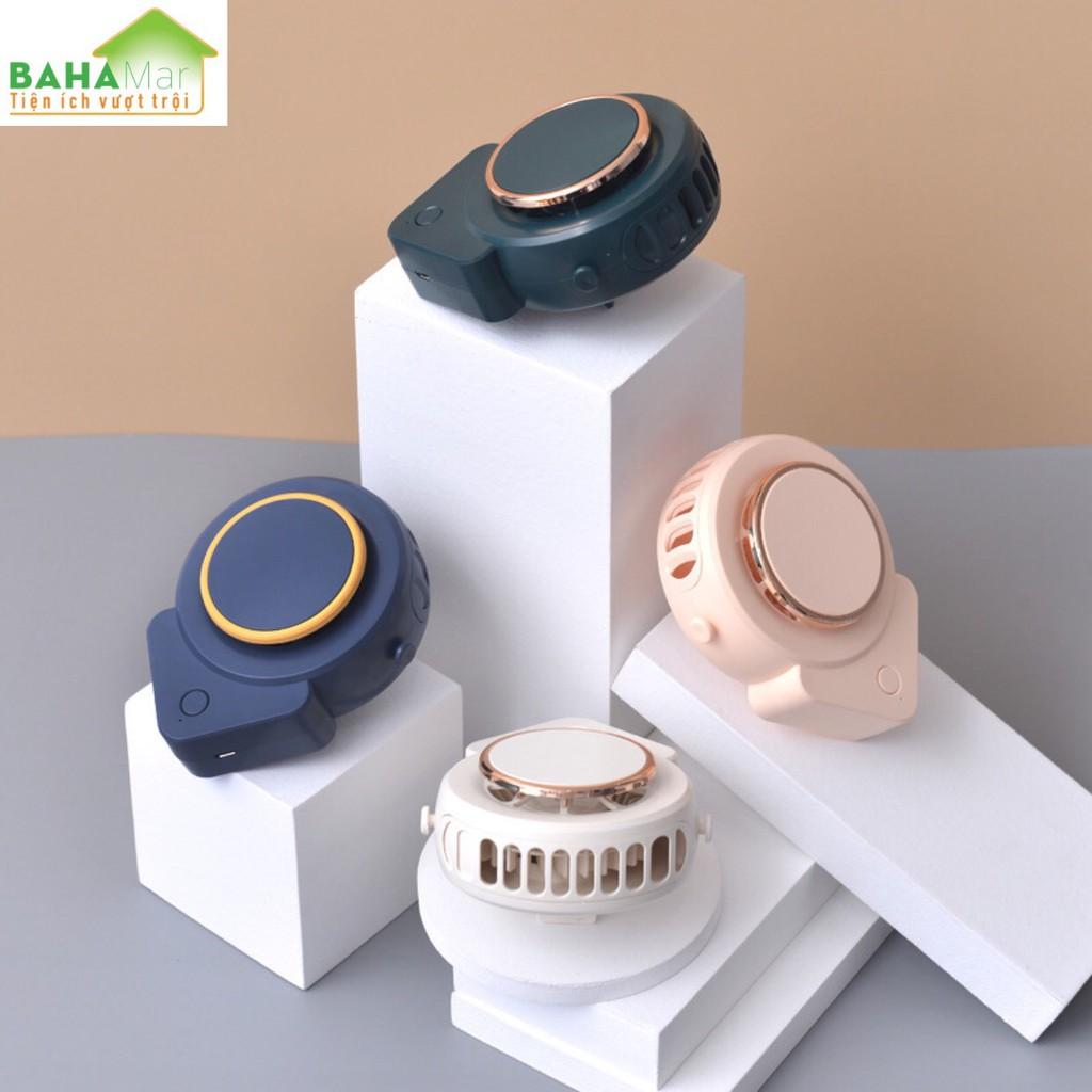 QUẠT MINI CẦM TAY 3 BÁNH RĂNG CÓ THỂ ĐIỀU CHỈNH CÓ DÂY ĐEO CỔ LÀM MÁT &quot;BAHAMAR&quot; gió thổi rộng và luồng không khí mạnh mẽ