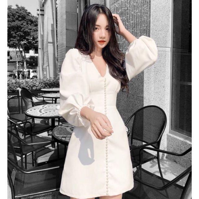 Đầm trắng tay phồng dạo phố xinh xắn - NORN Clothing