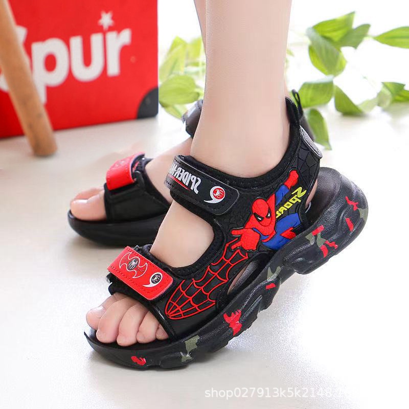 Sandal cho bé trai, giày đi học cho bé sandal siêu nhân nhện Spider man đẹp thời trang quai dán cho bé đi học siêu hot