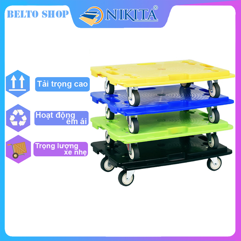 Xe đẩy hàng, sàn nhựa không tay đẩy, tải trọng 150Kg, Chính hãng NIKITA XD-B60.40