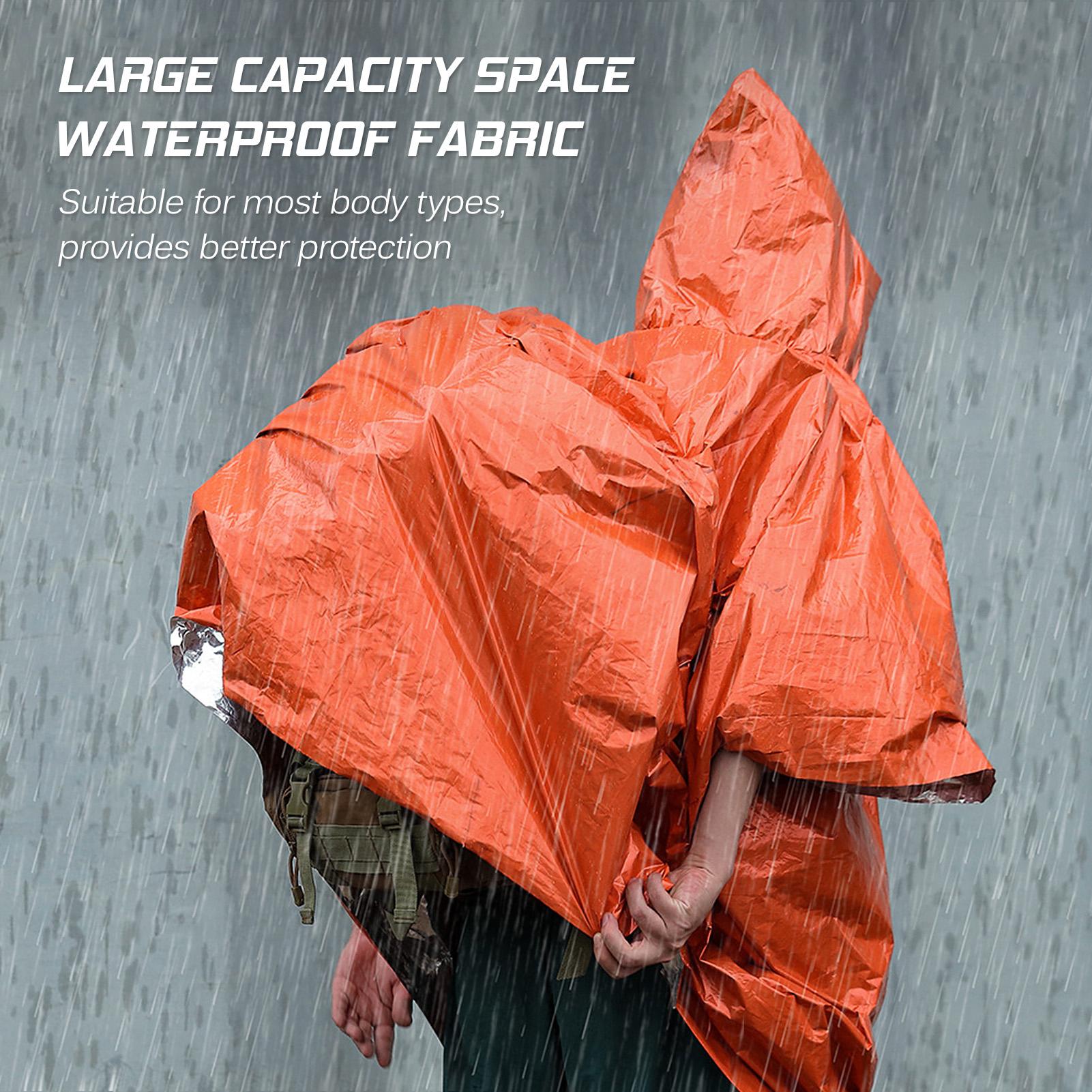 4PCS Orange Emergency Raincoat Aluminum Film Disposable Poncho Cold Insulation Rainwear