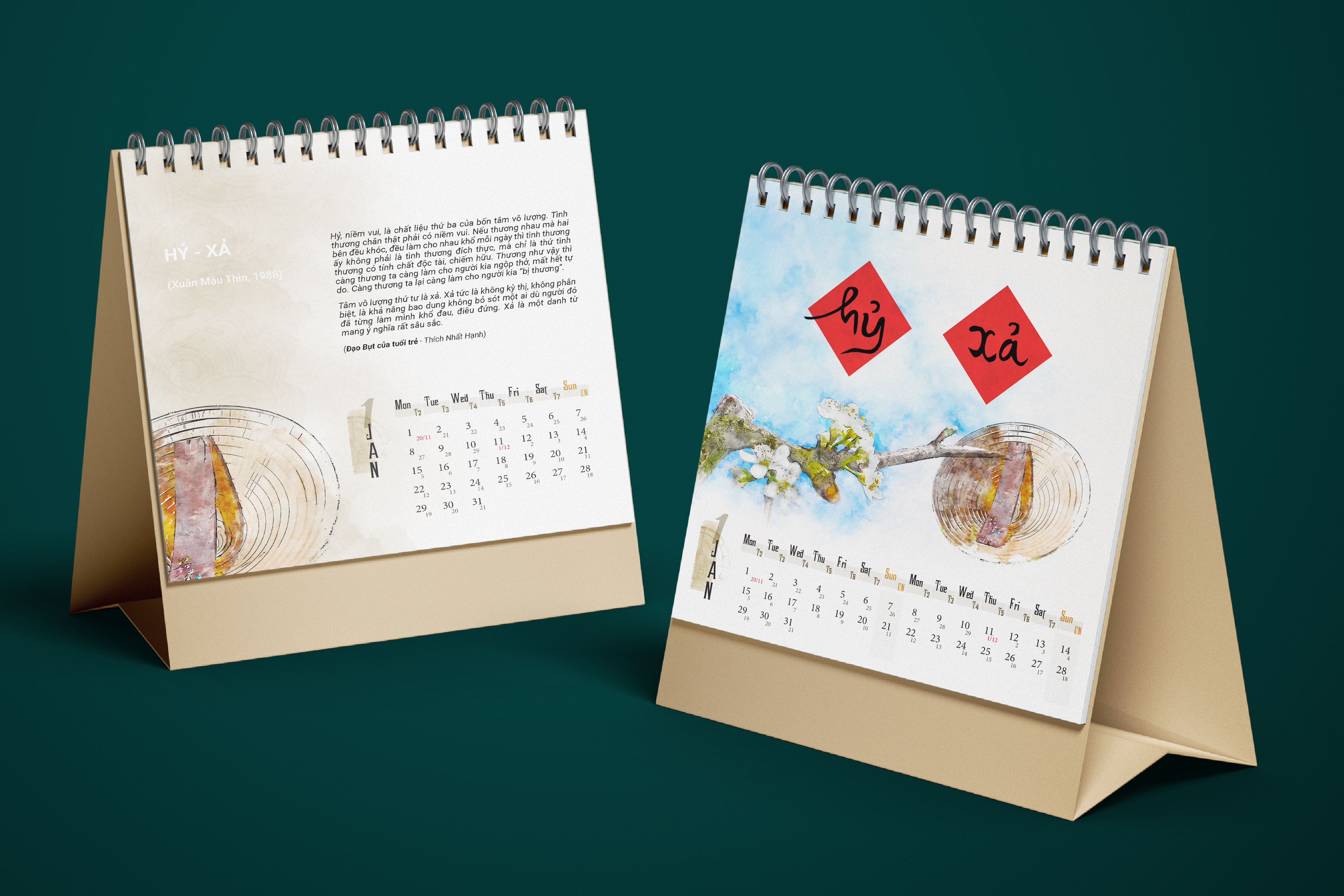 BỘ LỊCH THƯ PHÁP LÀNG MAI XUÂN GIÁP THÌN 2024 - CÂU ĐỐI TẾT - LỊCH BÀN 2024 - THÁI HÀ BOOKS