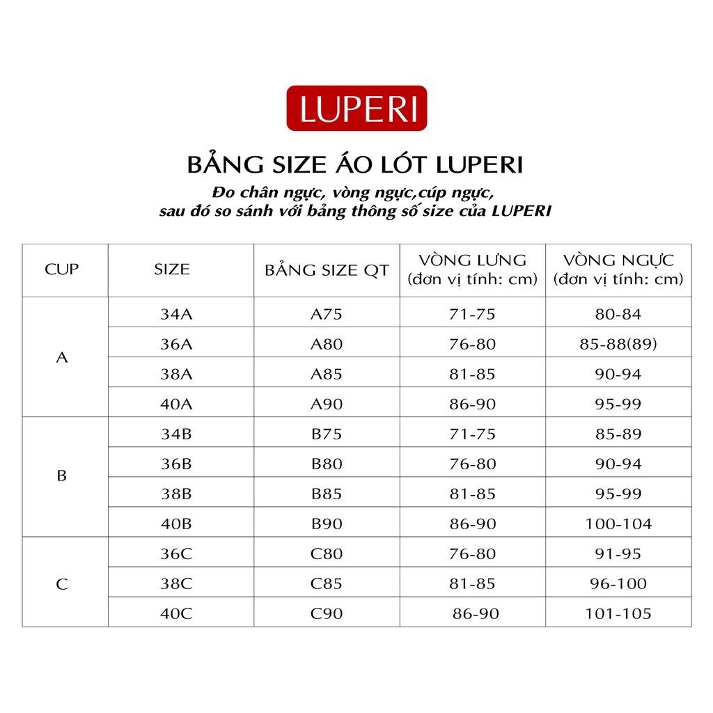 Áo lót nâng ngực nữ bra quây ren cao cấp LUPERI SP852 bản 3 móc kèm 1 dây ngang