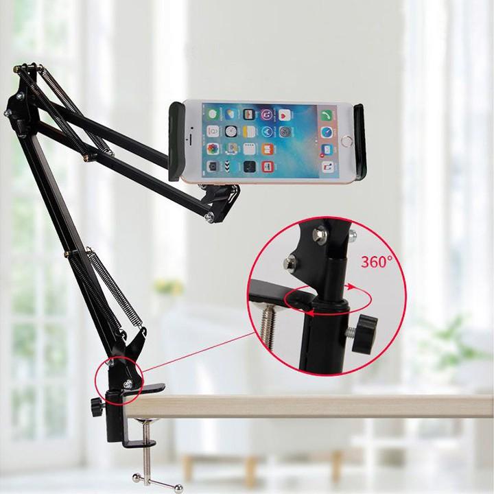Giá đỡ điện thoại,ipad kẹp đầu giường, cạnh bàn đa năng xoay 360 độ điều chỉnh mọi góc độ