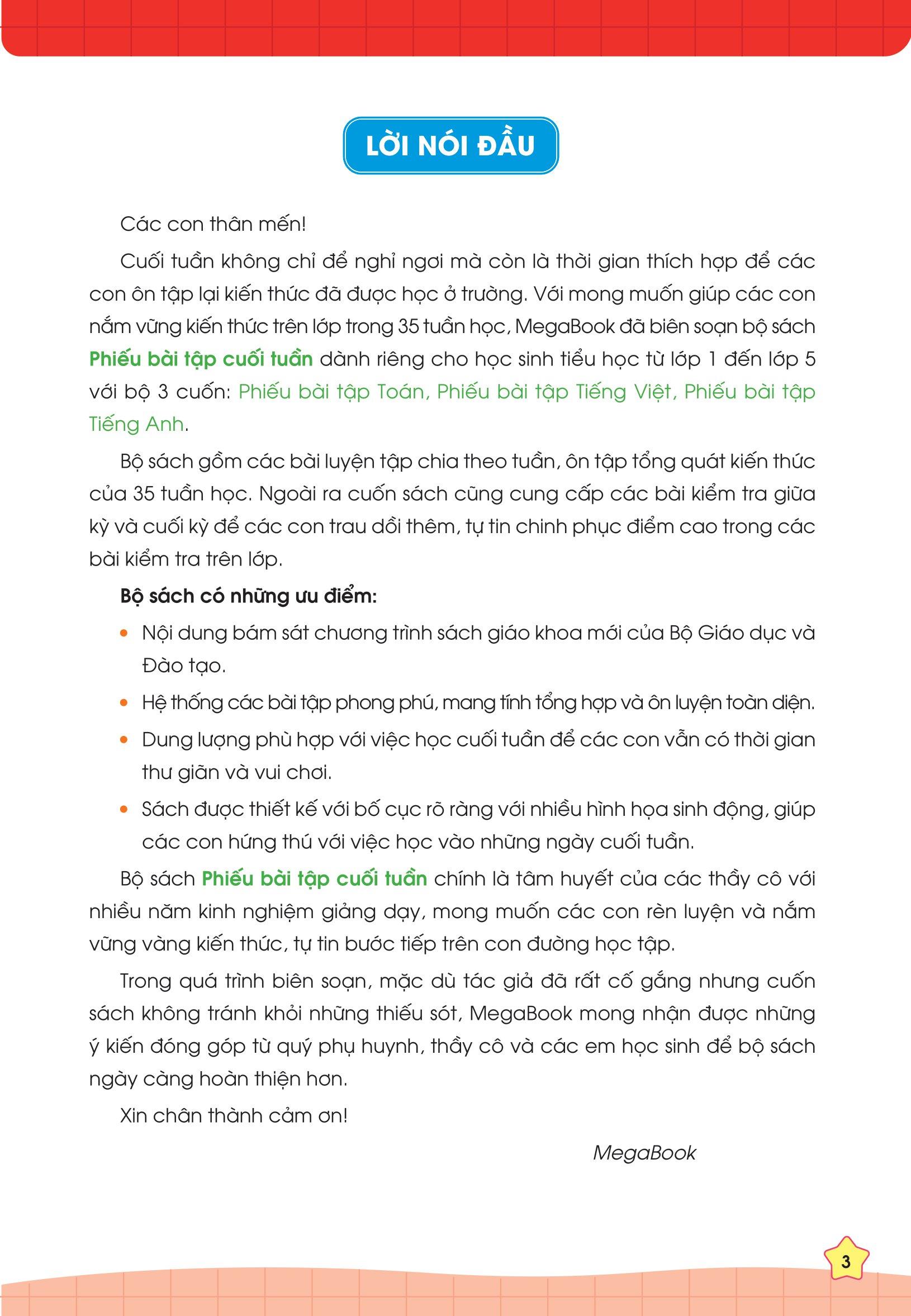 Phiếu Bài Tập Cuối Tuần Tiếng Việt 3