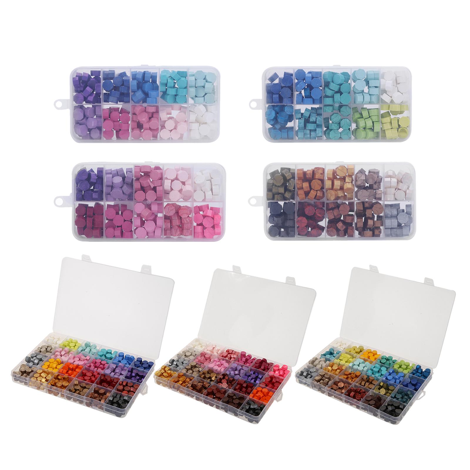 200/600pcs Octagonal Sealing Wax Beads Premium Letters Honeycomb Cards Wax Seal Pills Postage Postcards Gift Decoration Making Seal Nuggets Tablet Box