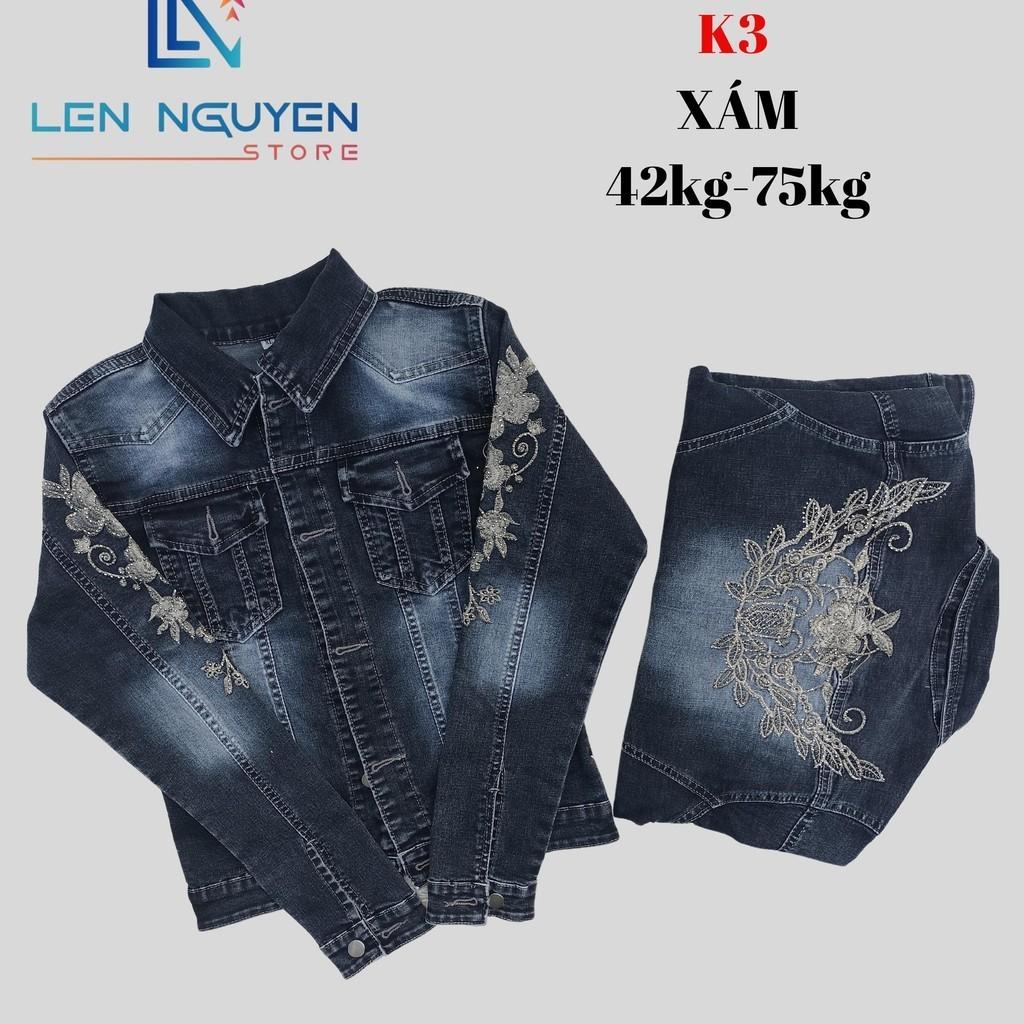 K3_Quần jean nữ, áo khoác, lưng cao, quần bò nữ dáng ôm, quần rin nữ có big size, cho 42kg đến 75kg,LEN NGUYEN STORE - Xanh Đậm