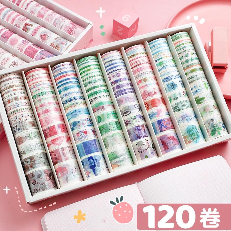 Washi Tape Sticker vintage hoa phong cảnh trang trí sổ -TÁCH SET THEO MÀU NGẪU NHIÊN