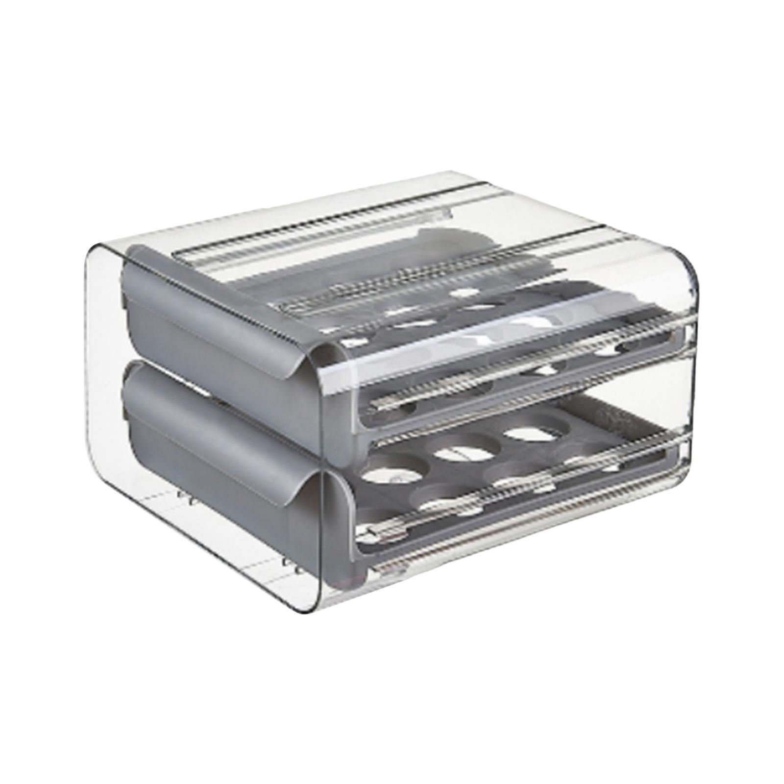 Egg Holder for Refrigerator Egg Tray Durable Large Capacity Transparent Egg Storage Container Drawer Egg Fresh Storage Box for Cupboard