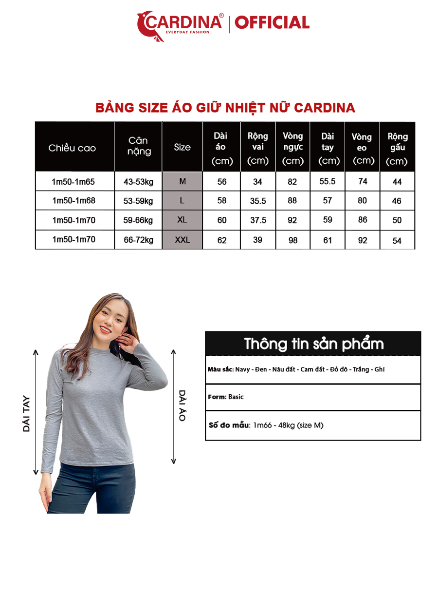 Áo Giữ Nhiệt Nữ Cổ 3 Phân Công Nghệ HEATTECH Nhật Bản Cao Cấp Giữ Ấm Co Giãn 4 Chiều 2HF