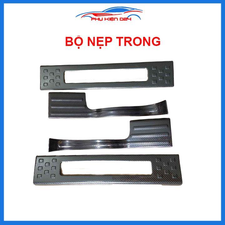 Bộ nẹp bước chân trong ngoài vân Cacbon xe Everest 2017-2018-2019-2020 chống trầy làm đẹp ô tô