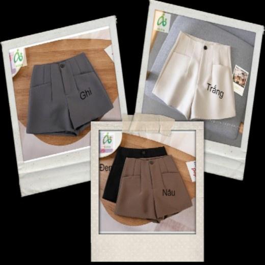 Quần short nữ dáng ngắn thời trang cạp lưng cao ống rộng vải tuyết mưa mềm mại cao cấp