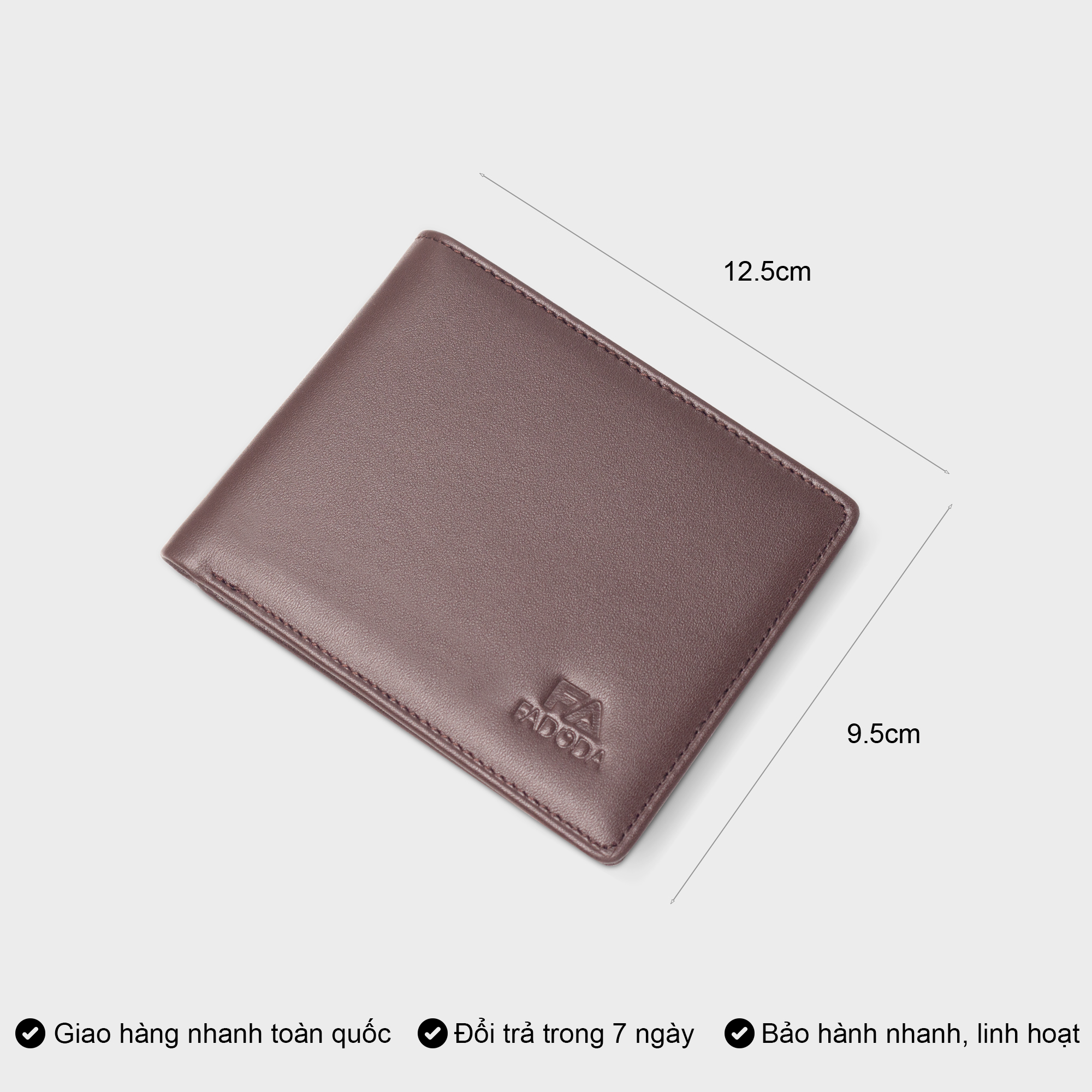 Ví da bò đựng tiền dáng ngang basic Fadoda VN040