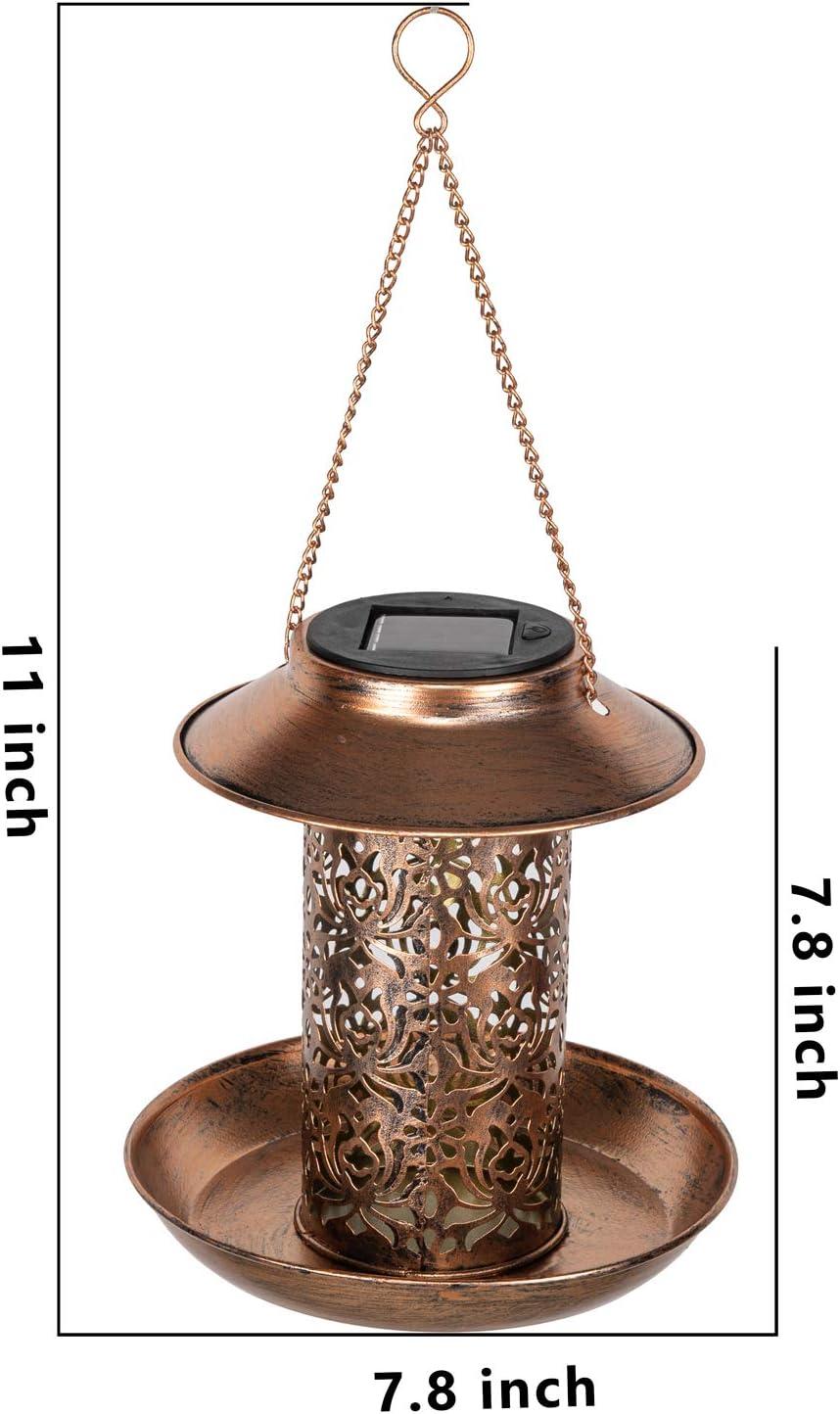 Máy nạp năng lượng mặt trời trang trí bảng kim loại treo nhà chim với đèn ăn cho chim hoang dã