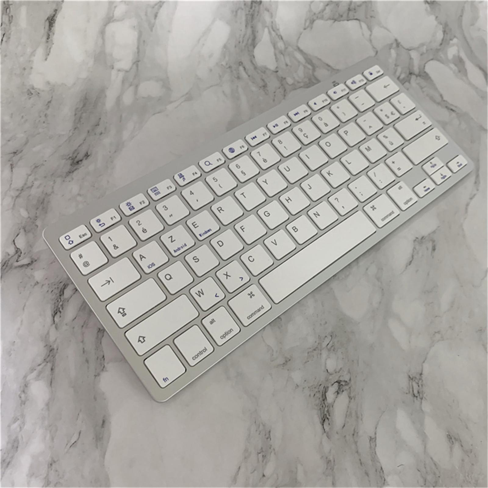 -Thin 78 Key Wireless Bluetooth Keyboard Keypad French for Computer