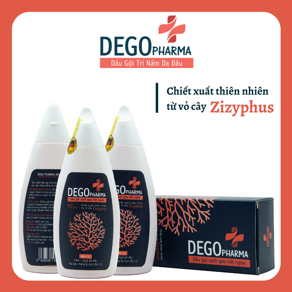 Combo 03 dầu gội sạch gàu hết ngứa Dego Pharma chiết xuất hoàn toàn từ thiên nhiên an toàn với người sử dụng có dung tích 80ml