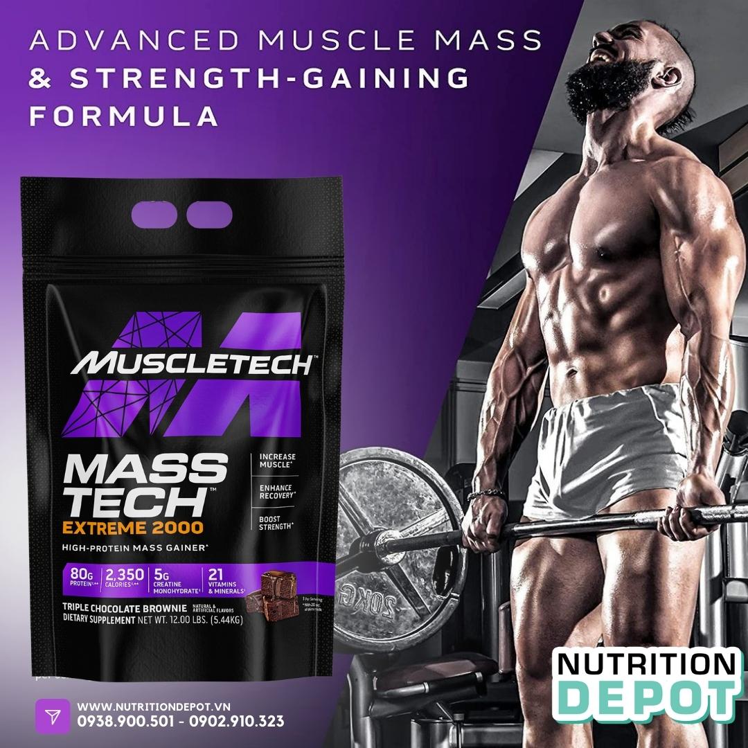 Hình ảnh [QUÀ TẶNG] Sữa tăng cân tăng cơ Mass Tech Extreme 2000 Muscletech - vị Triple Chocolate Brownie - Nutrition Depot