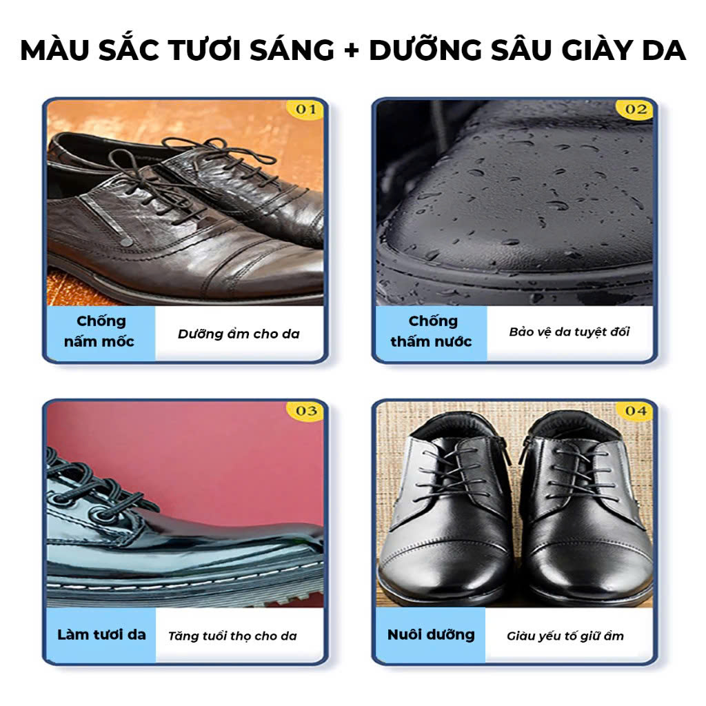 Xi Đánh Bóng Giày Da Làm Bóng Nhanh Đồ Da, Xi Kem Dưỡng Da Có Đầu Mút Hỗ Trợ MÀU ĐEN 1 HỘP