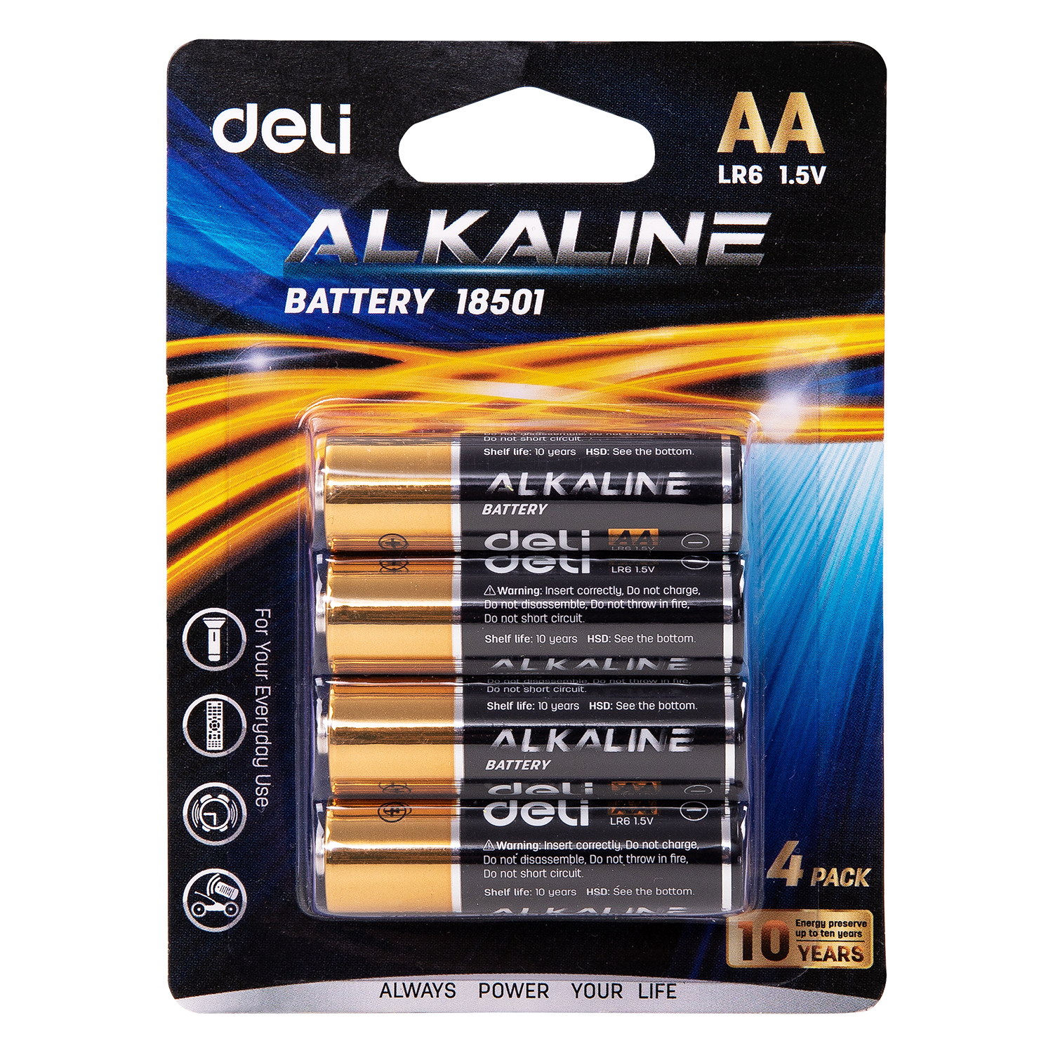 Pin kiềm Akaline AA Deli - Vỉ 2 viên/ 4 viên - 18500 / 18501