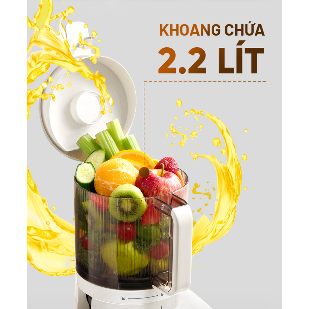 Máy Ép Chậm Trái Cây Làm Kem Toàn Năng 8in1 Masuto MSPrimeUltra, Công Suất 150W, Ống Tiếp Cực Đại 156mm, Ép Kiệt 99%, 8 Chế Độ Nấu - Hàng chính hãng