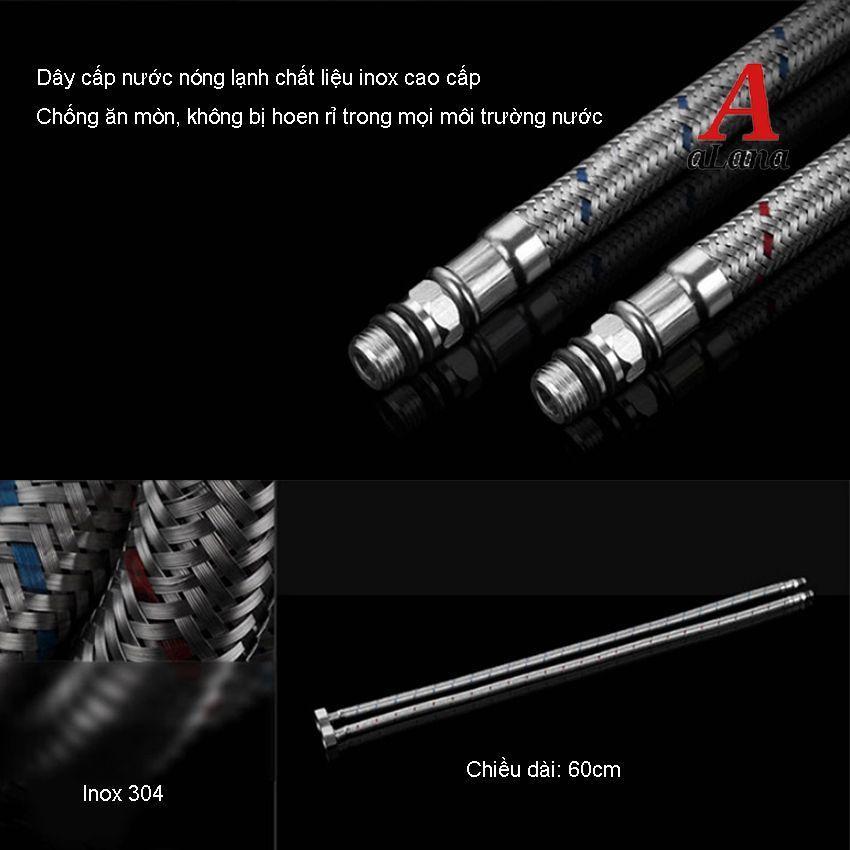 Vòi rửa chén bát nóng lạnh dây rút cắm chậu OS621 inox 304 nguyên khối cao cấp -tặng kèm 02 dây cấp nóng lạnh Inox dài