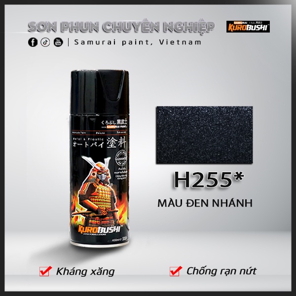 Sơn xịt Samurai Kurobushi - MÀU ĐEN H255 (400ml)