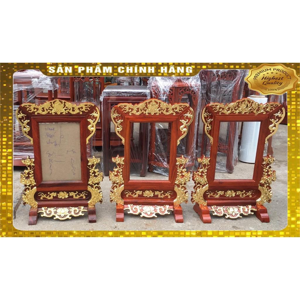 Khung ảnh thờ chạm rồng dát vàng