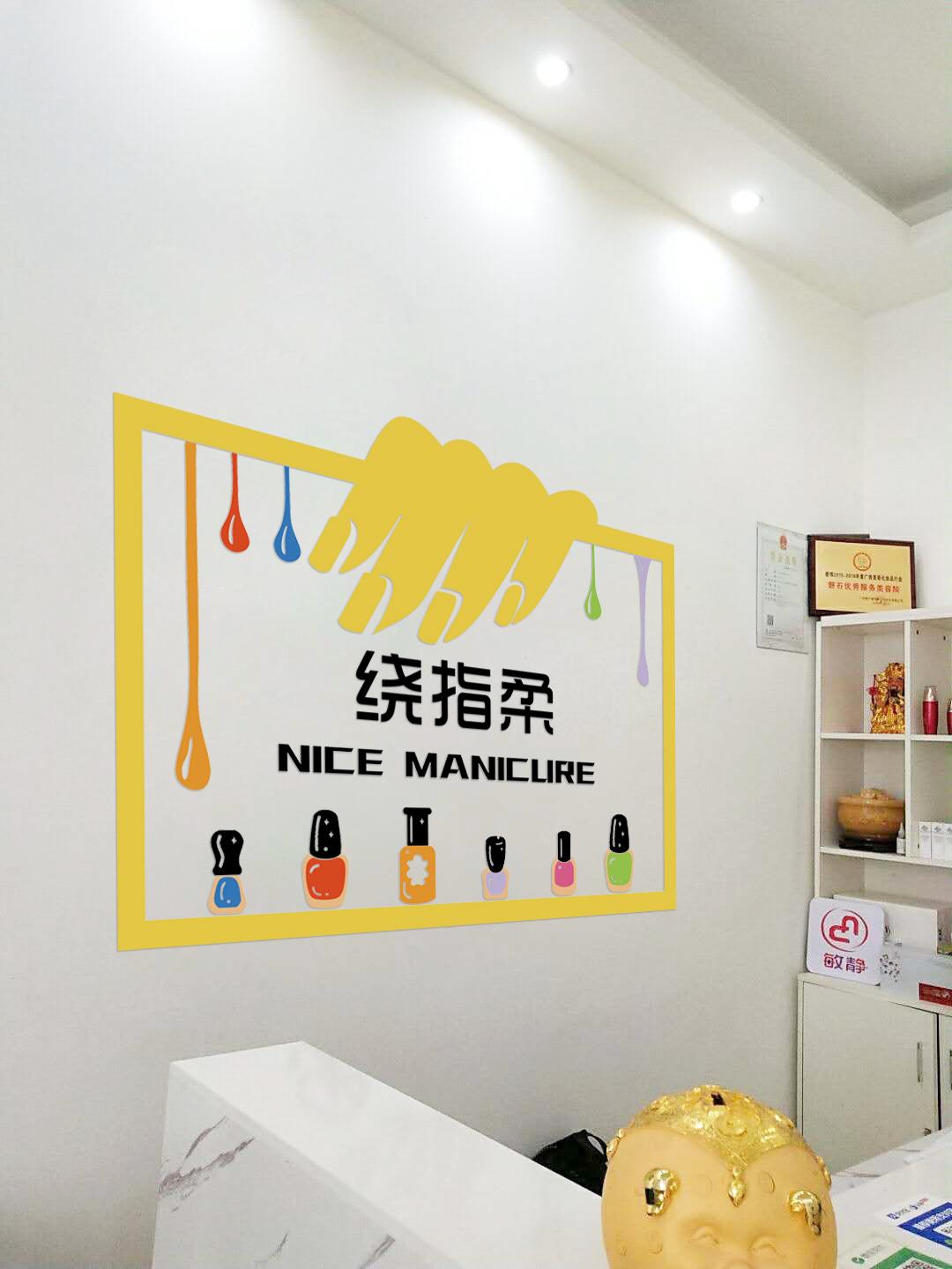 Tranh mica dán tường - Welcome trang trí cửa hàng nail, làm móng, tiệm làm đẹp