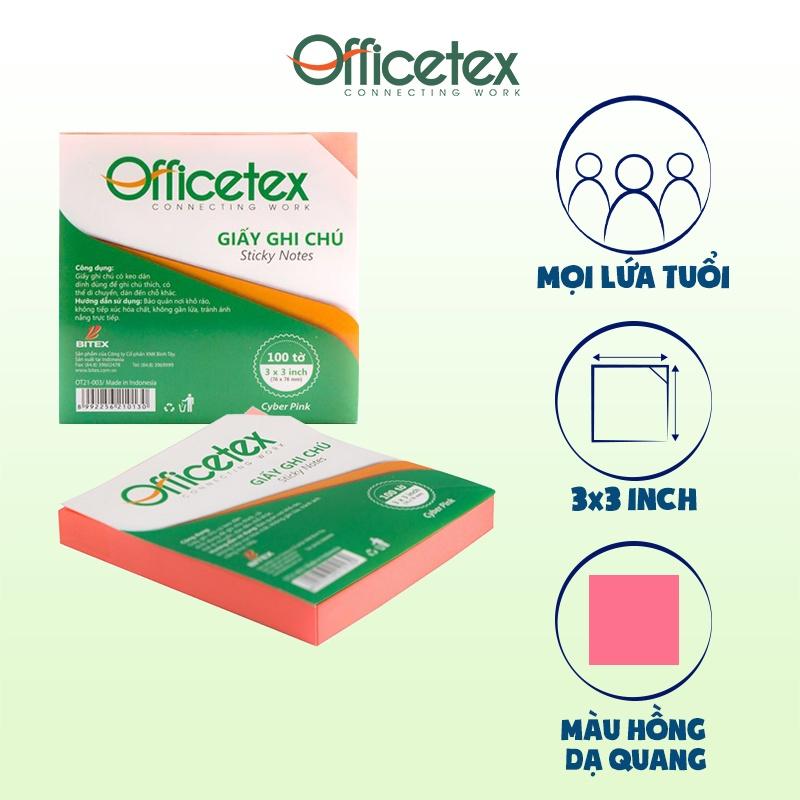 Giấy ghi chú Officetex 3 x 3 dạ quang nhiều màu