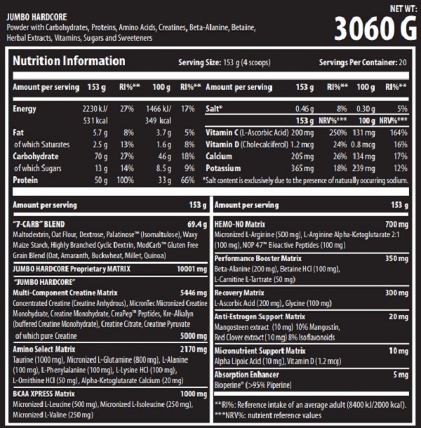 JUMBO HARDCORE 3060G Vị Chuối