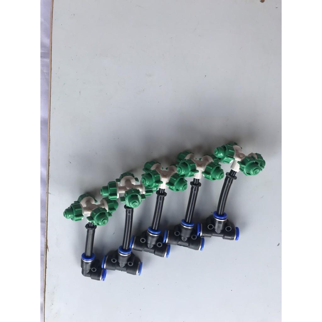 5 BỘ Béc phun sương 4 hướng gắn T 8mm